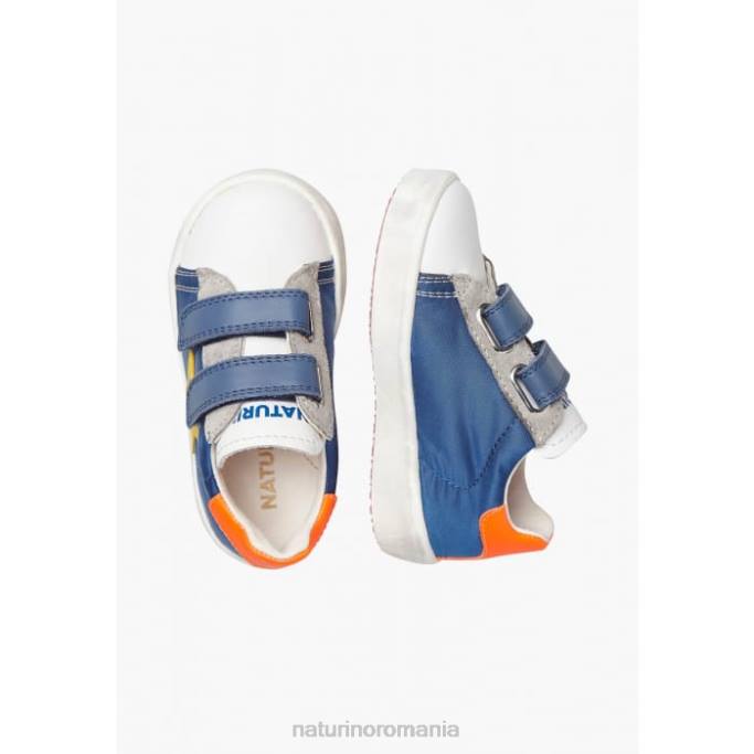 copii Naturino alb-albastru annie vl adidași din piele și material textil cu plasture stea 4J4P430
