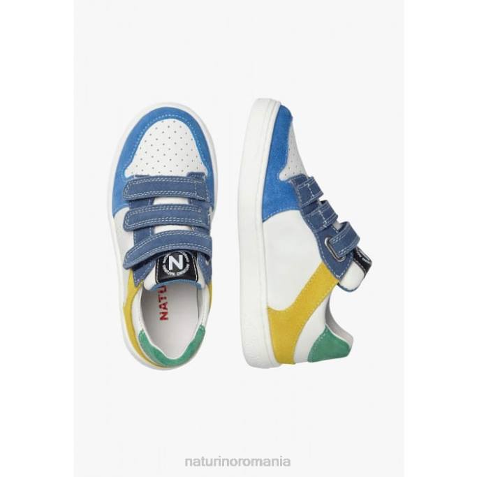 copii Naturino alb-albastru cer vl. adidași din piele și piele de căprioară 4J4P374