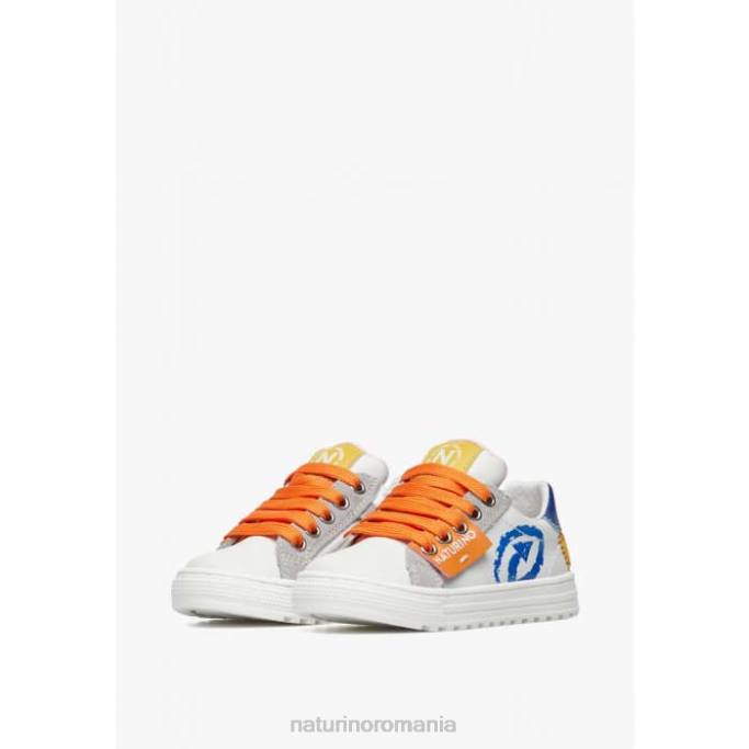 copii Naturino alb-albastru deschis fermoar cu săgeată hess. adidași din piele și piele de căprioară 4J4P473