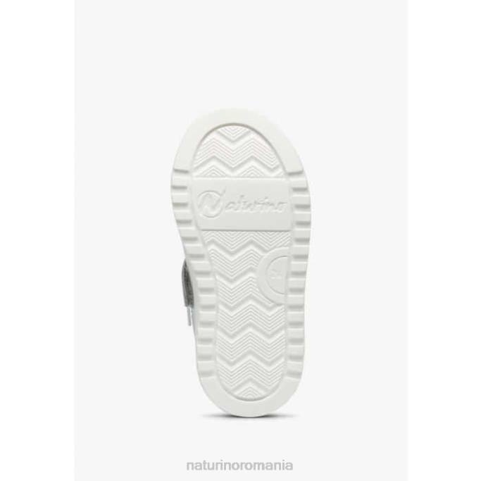 copii Naturino alb-albastru deschis fermoar cu săgeată hess. adidași din piele și piele de căprioară 4J4P473