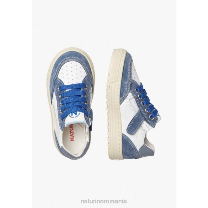 copii Naturino alb-albastru fermoar ariton. adidași din piele și piele de căprioară 4J4P497