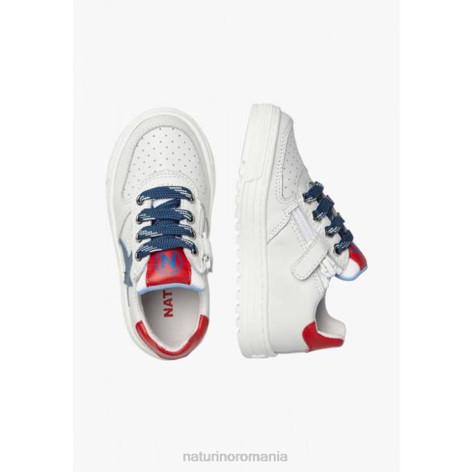 copii Naturino alb-albastru fermoar hess. adidasi din piele perforata cu stea cu fermoar 4J4P480