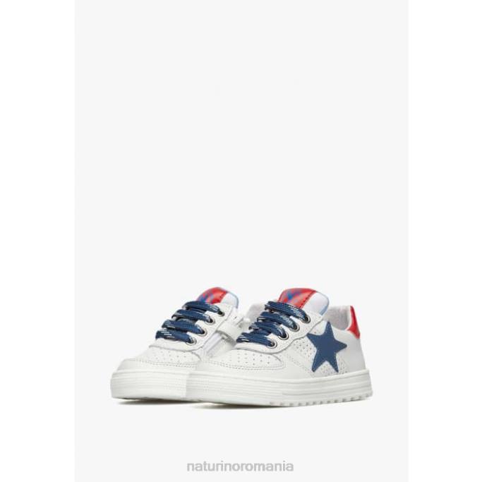 copii Naturino alb-albastru fermoar hess. adidasi din piele perforata cu stea cu fermoar 4J4P480