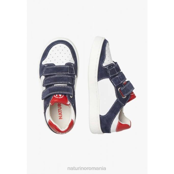 copii Naturino alb-albastru vl. adidași din piele și piele de căprioară 4J4P462