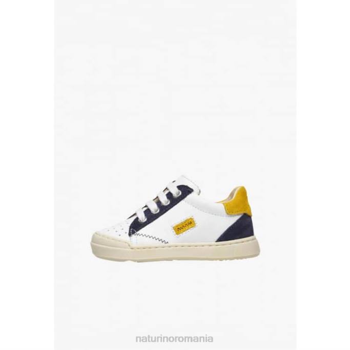 copii Naturino alb-albastru zip faluk adidași din piele și piele de căprioară 4J4P476