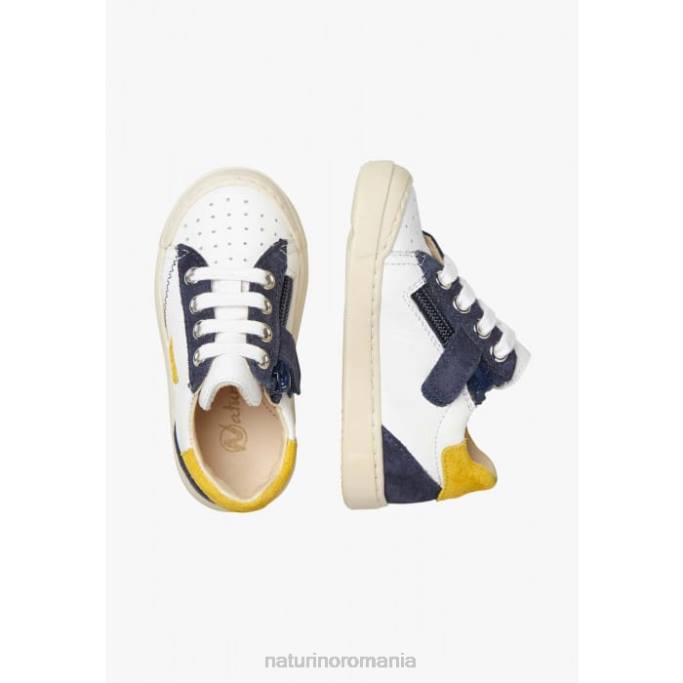 copii Naturino alb-albastru zip faluk adidași din piele și piele de căprioară 4J4P476