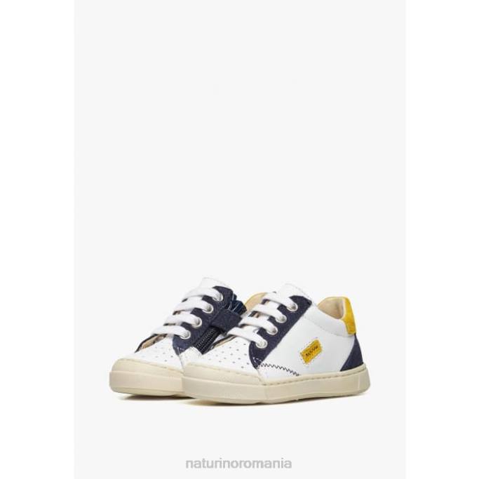 copii Naturino alb-albastru zip faluk adidași din piele și piele de căprioară 4J4P476