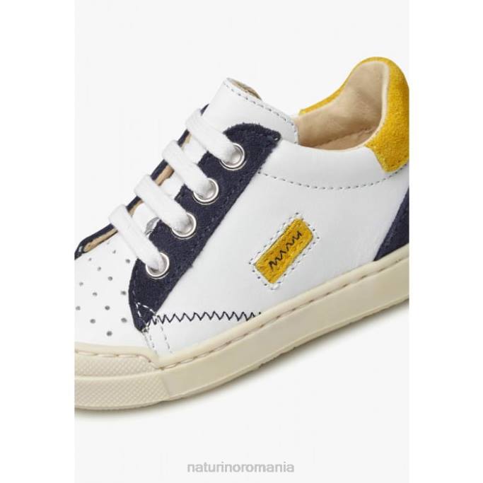 copii Naturino alb-albastru zip faluk adidași din piele și piele de căprioară 4J4P476