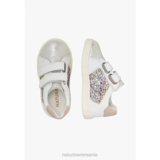 copii Naturino alb-argintiu kozuc vl adidași din piele și piele de căprioară 4J4P405