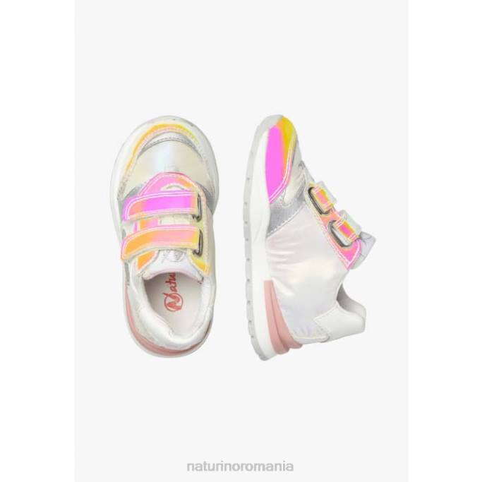 copii Naturino alb-argintiu quelly vl adidași din piele și material textil 4J4P366