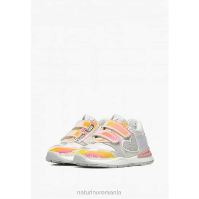 copii Naturino alb-argintiu quelly vl adidași din piele și material textil 4J4P366