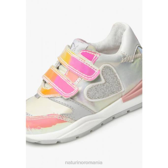 copii Naturino alb-argintiu quelly vl adidași din piele și material textil 4J4P366