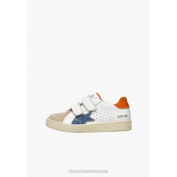copii Naturino alb-bej pinn vl. adidași din piele și piele de căprioară 4J4P427