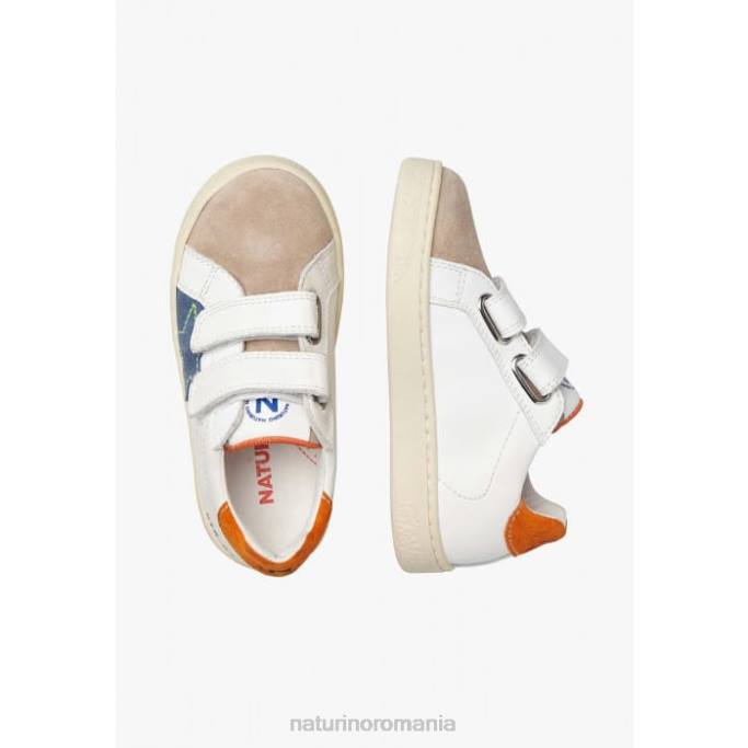 copii Naturino alb-bej pinn vl. adidași din piele și piele de căprioară 4J4P427