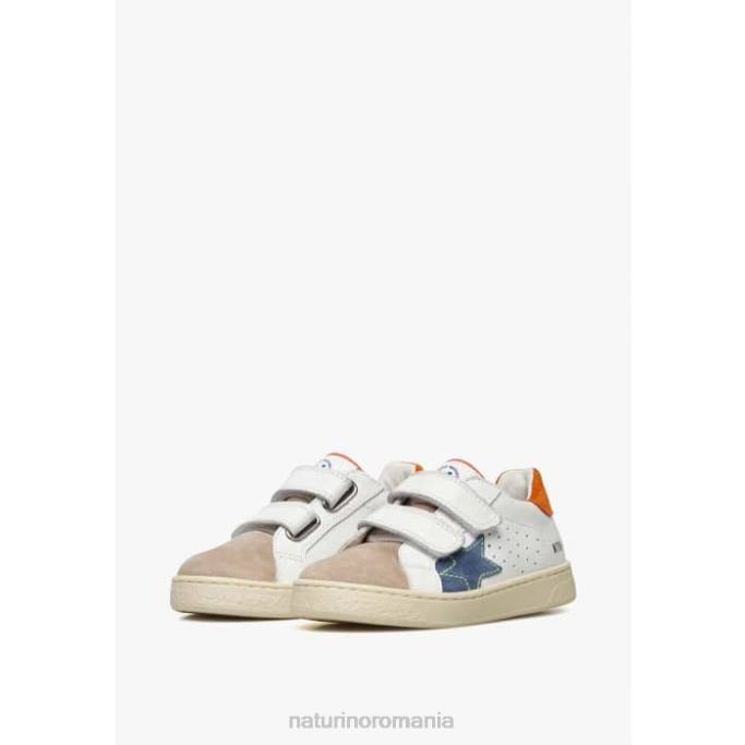 copii Naturino alb-bej pinn vl. adidași din piele și piele de căprioară 4J4P427