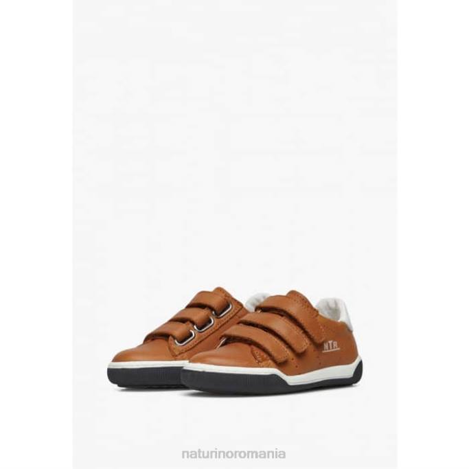 copii Naturino alb-cognac stâncă vl adidași din piele cu velcro 4J4P518