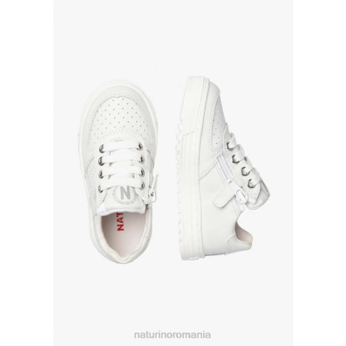copii Naturino alb fermoar hess. adidasi din piele perforata cu stea cu fermoar 4J4P363
