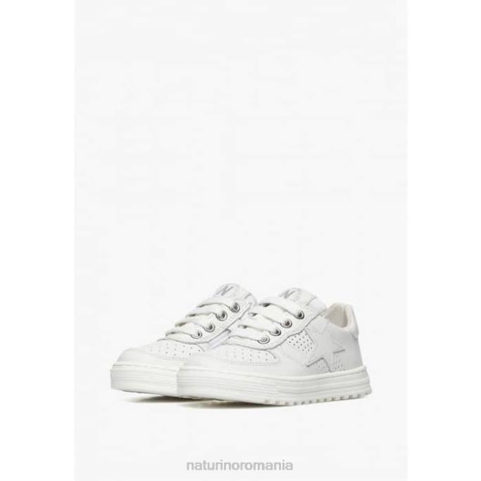 copii Naturino alb fermoar hess. adidasi din piele perforata cu stea cu fermoar 4J4P363