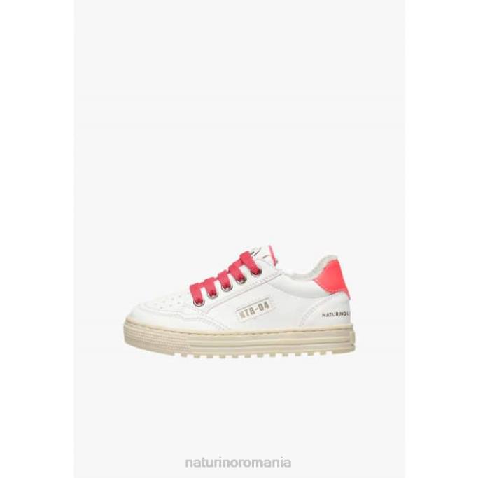 copii Naturino alb-fucsia fermoar ariton hibrid. adidași din piele vegetală și bumbac organic 4J4P367