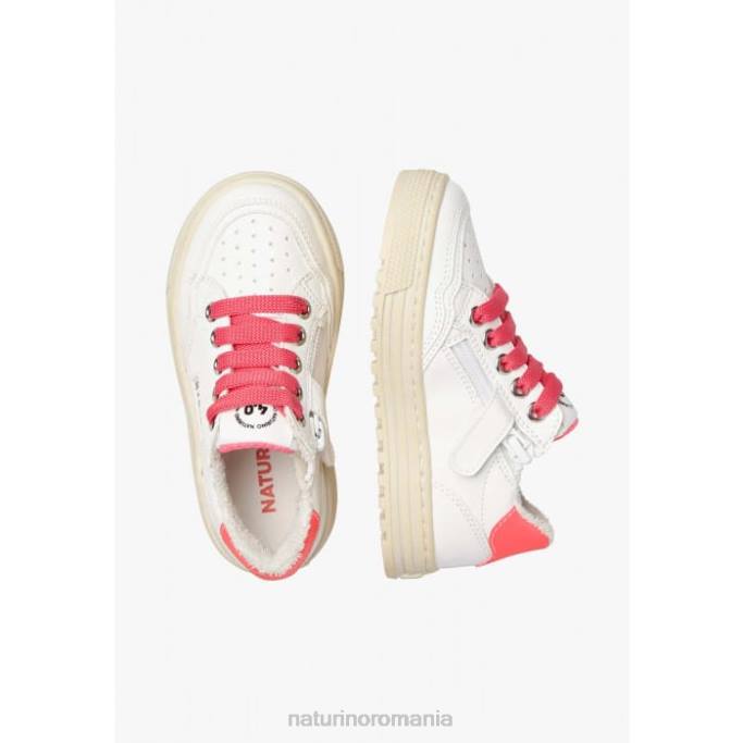 copii Naturino alb-fucsia fermoar ariton hibrid. adidași din piele vegetală și bumbac organic 4J4P367