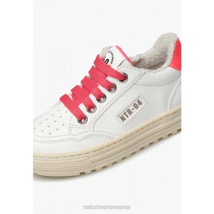 copii Naturino alb-fucsia fermoar ariton hibrid. adidași din piele vegetală și bumbac organic 4J4P367