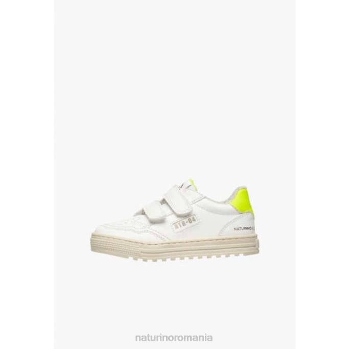 copii Naturino alb-galben fluo ariton hibrid vl. adidași din piele vegetală și bumbac organic 4J4P506