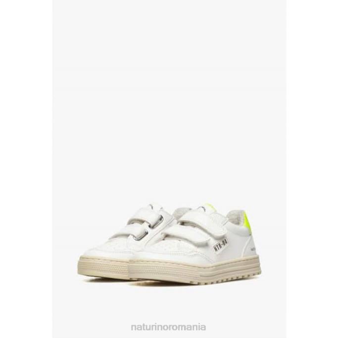 copii Naturino alb-galben fluo ariton hibrid vl. adidași din piele vegetală și bumbac organic 4J4P506