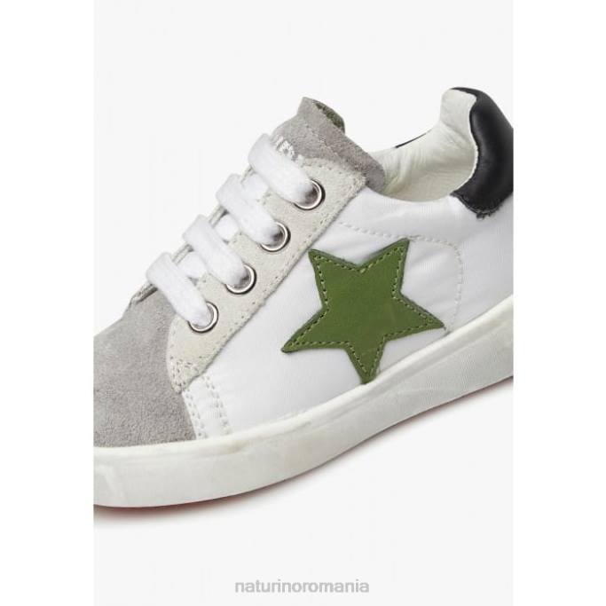 copii Naturino alb-gri annie zip adidasi din piele si piele intoarsa cu plasture stea 4J4P365