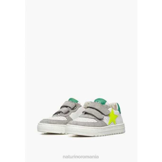 copii Naturino alb-gri hess vl. adidași din piele și piele de căprioară 4J4P370