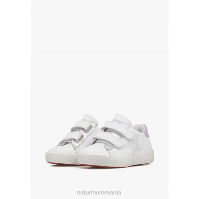 copii Naturino alb-liliac annie vl adidasi din piele cu plasture stea 4J4P385