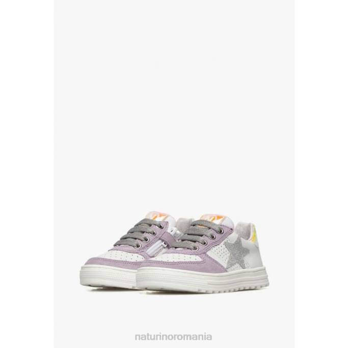 copii Naturino alb-liliac fermoar hess. adidasi din piele si piele intoarsa cu fermoar 4J4P461