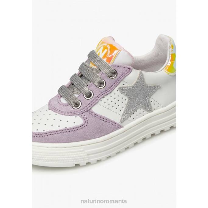 copii Naturino alb-liliac fermoar hess. adidasi din piele si piele intoarsa cu fermoar 4J4P461