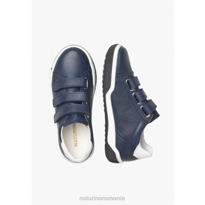copii Naturino alb-marine stâncă vl adidași din piele cu velcro 4J4P362