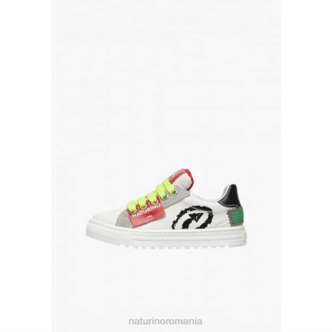 copii Naturino alb negru fermoar cu săgeată hess. adidași din piele și piele de căprioară 4J4P468