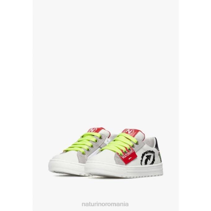 copii Naturino alb negru fermoar cu săgeată hess. adidași din piele și piele de căprioară 4J4P468