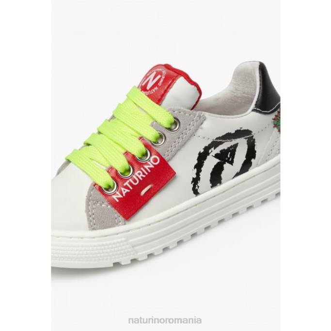 copii Naturino alb negru fermoar cu săgeată hess. adidași din piele și piele de căprioară 4J4P468