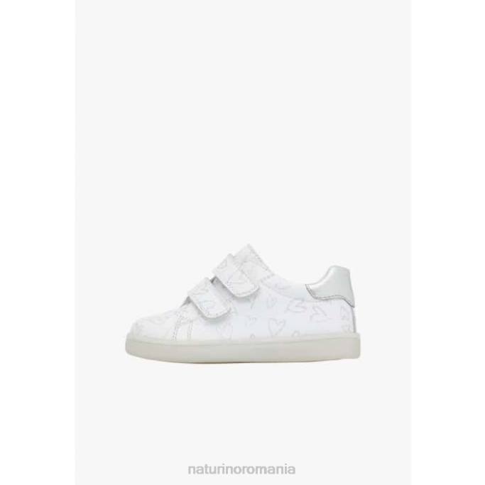 copii Naturino alb owie vl adidasi din piele cu imprimeu inimioare 4J4P386