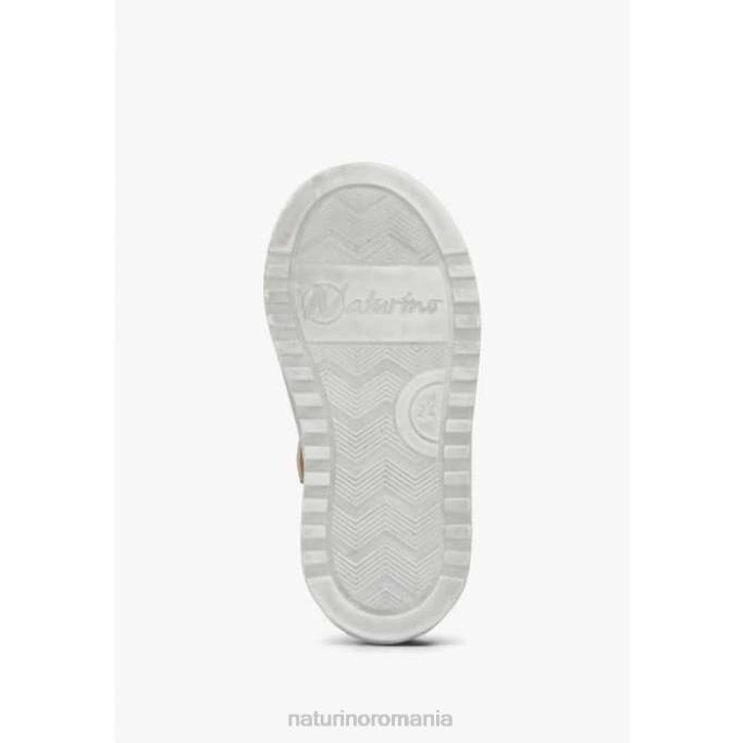 copii Naturino alb-platină fermoar hess. adidasi din piele perforata cu detaliu animal 4J4P521
