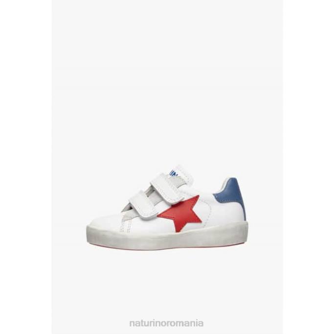 copii Naturino alb roșu annie vl adidasi din piele cu plasture stea 4J4P369