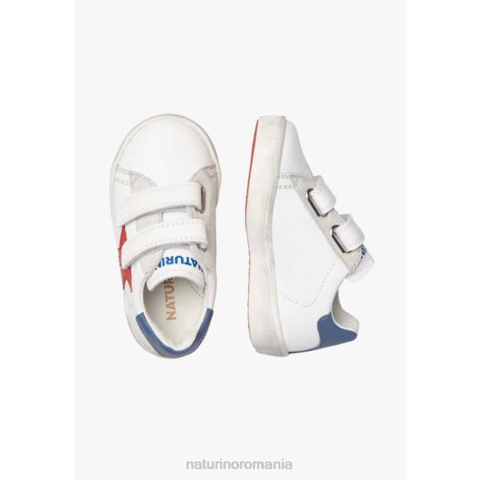 copii Naturino alb roșu annie vl adidasi din piele cu plasture stea 4J4P369