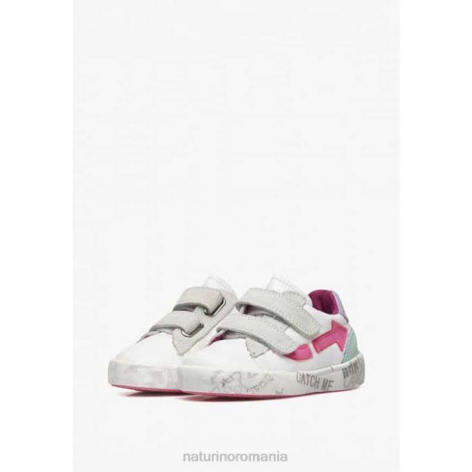 copii Naturino alb-roz kristil vl adidași din piele și material textil 4J4P490
