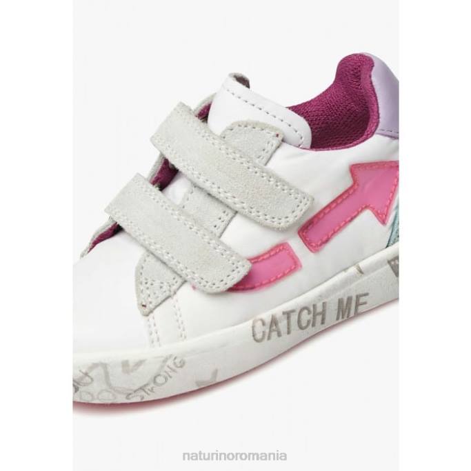 copii Naturino alb-roz kristil vl adidași din piele și material textil 4J4P490