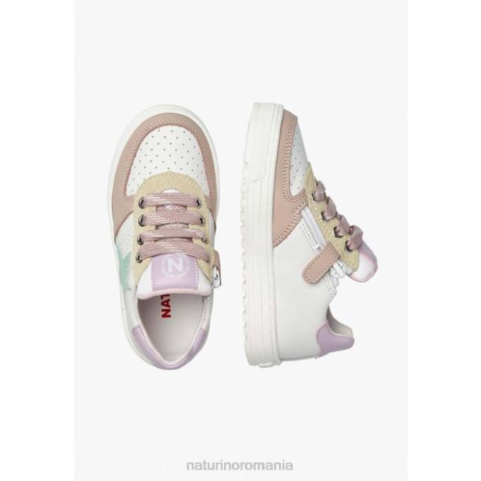 copii Naturino alb-roz pudra fermoar hess. adidasi din piele perforata cu stea cu fermoar 4J4P487