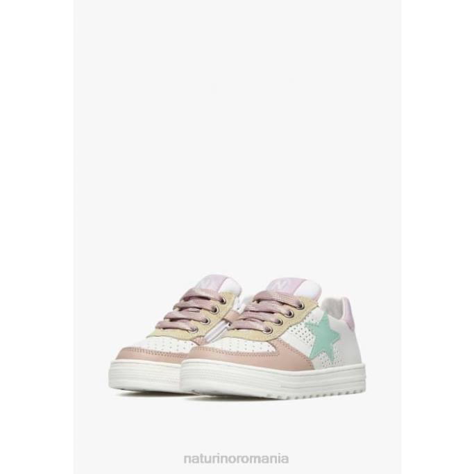 copii Naturino alb-roz pudra fermoar hess. adidasi din piele perforata cu stea cu fermoar 4J4P487