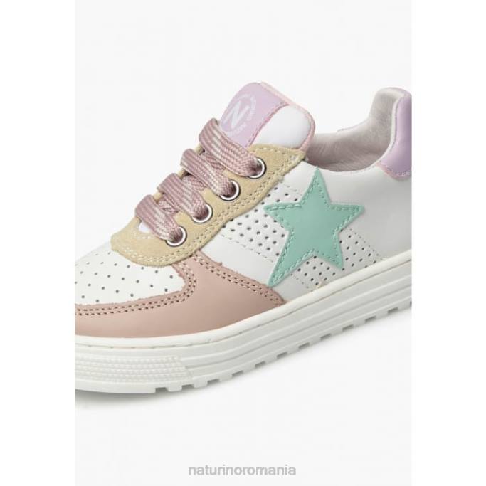 copii Naturino alb-roz pudra fermoar hess. adidasi din piele perforata cu stea cu fermoar 4J4P487