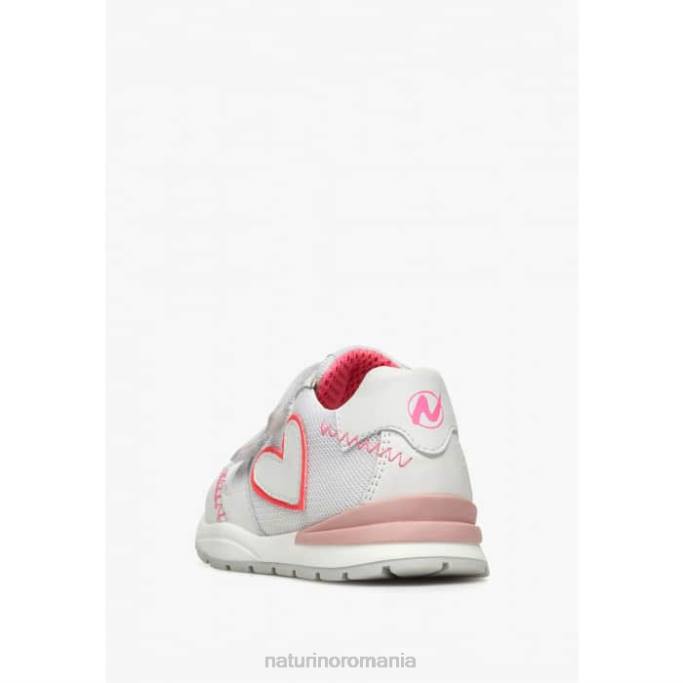 copii Naturino alb-roz quelly vl adidași din piele și material textil 4J4P449