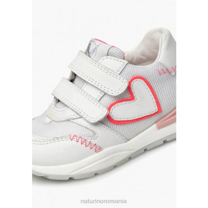 copii Naturino alb-roz quelly vl adidași din piele și material textil 4J4P449
