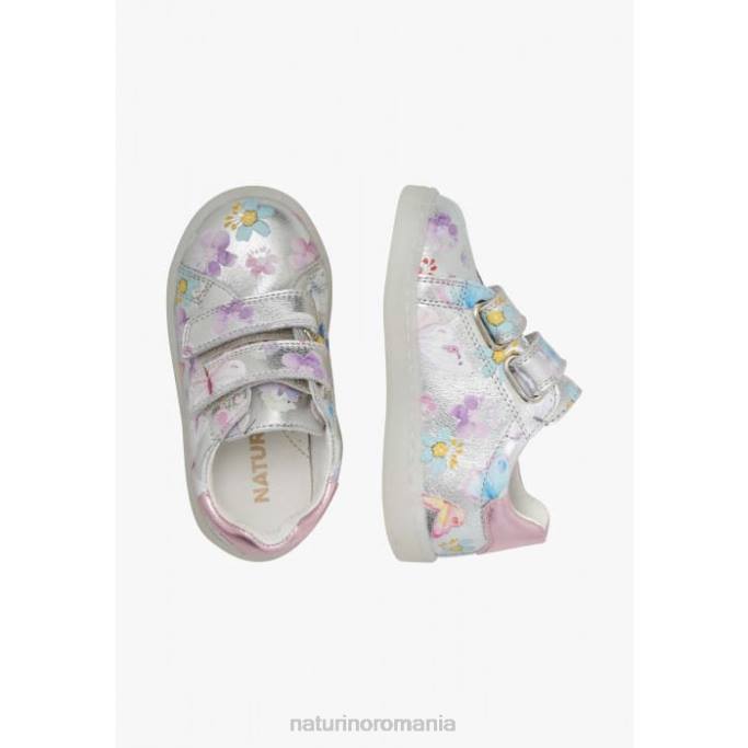 copii Naturino argint owie vl adidasi din piele cu imprimeu fluture 4J4P417