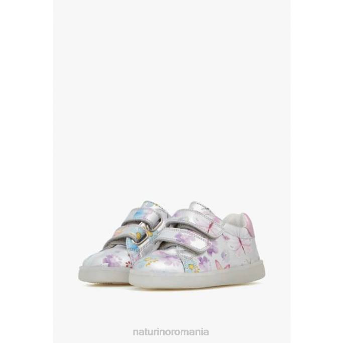 copii Naturino argint owie vl adidasi din piele cu imprimeu fluture 4J4P417