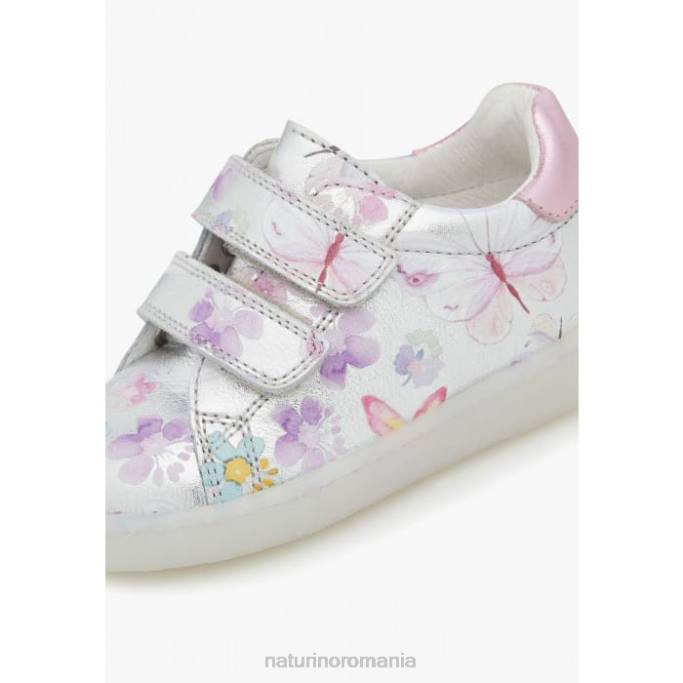 copii Naturino argint owie vl adidasi din piele cu imprimeu fluture 4J4P417